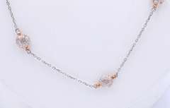 Sterling Silver Crystal Beads Chain Necklace