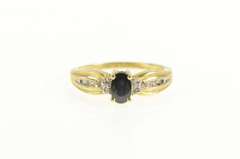 10K Yellow Gold Natural Sapphire Diamond Cluster Engagement Ring