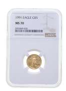 MS70 1991 $5 American Gold Eagle - Graded NGC