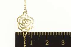 18K Yellow Gold Ornate Rose Flower Pearl Beaded Opera Chain Necklace