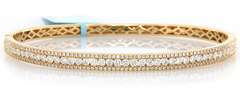 New Diamond Triple Row Bangle Bracelet in Yellow Gold