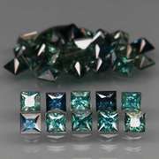 Vivid blue and green 5.13ct princess radiant cut Sapphire set