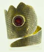 Sterling Silver Garnet Crown Ring