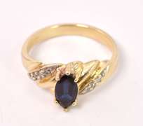 Amazing Sapphire and Diamond Ring in 14K Yellow Gold