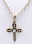 Vintage Sterling Silver Signed Cross Pendant on Italian Chain Necklace