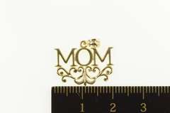 14K Yellow Gold Mom Mother's Day Ornate Scroll Filigree Charm/Pendant