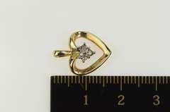 10K Yellow Gold Diamond Cluster Inset Heart Love Symbol Pendant