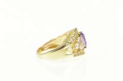 10K Yellow Gold Marquise Amethyst CZ Encrusted Statement Ring