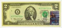 1976 $2 Bill First Issue Day With Cancellation Stamp from Boston