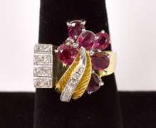 Delightful Ruby and Diamond Ring in 14K Yellow Gold