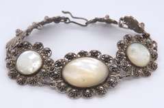 Vintage Sterling Silver Flower Style Link Bracelet