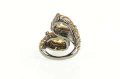 Sterling Silver Pear Pave Encrusted Sim. Citrine Bypass Ring