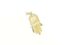 14K Yellow Gold Chai Hebrew Hamsa Protection Symbol Charm/Pendant