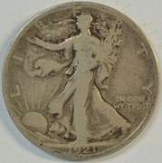 Key date 1921-S Walking Liberty Half Dollar in VG
