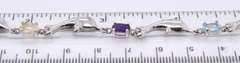 Vintage Sterling Silver Multi Gemstone Dolphin Link Bracelet
