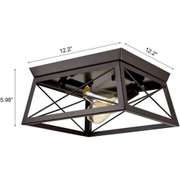 2 Heads Square Lamp Shade Chandelier Ceiling