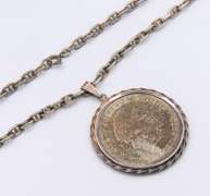 Vintage Juliana Regina 1975 Coin Pendant on Fancy Chain