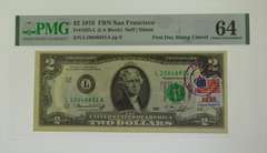 1976 $2 Federal Reserve Note First Day of Issue Stamp Cancel PMG 64