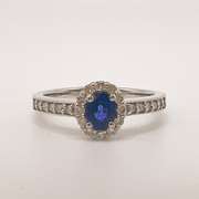 14kt Gold, Blue Sapphire, & Diamond Ring