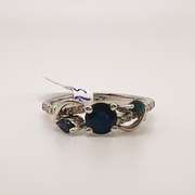14kt Gold, Blue Sapphire, & Diamond Cocktail Ring