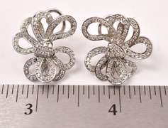 Sensational Diamond Ribbon Earrings in 18K White Gold
