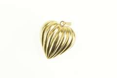 14K Yellow Gold Scalloped Puffy Heart Love Symbol Pendant