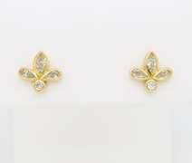 Rare Tiffany & Co Fleur de Lis 18k Yellow Gold Diamond Earrings
