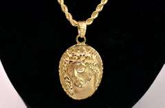 Religious Christ Pendant Necklace in 14K Yellow Gold