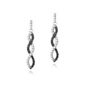 Sterling Silver 1/4ct Black Diamond Triple Infinity Dangle Earrings