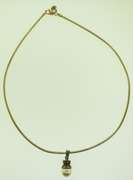 Vintage Sterling silver Collar Snake Chain With Drop pearl Pendant