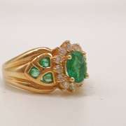 14kt Gold, Emerald, & Diamond Cocktail Ring