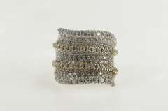 Sterling Silver Pave Cubic Zirconia Encrusted Wavy Statement Ring