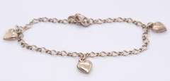 Vintage Sterling Silver Heart Shaped Charm Bracelet
