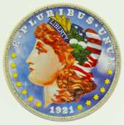 1921 American Morgan Silver Dollar $1 Beautifully Colorized Coin on Both Sides