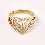 Fabulous Filagree Heart Ring in 14K Yellow Gold