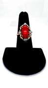 One-Of-A- Kind 18kt Yellow Gold Coral and Diamond Ring