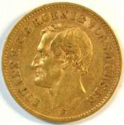 Rare 1873-E Germany 20 Marks Gold Piece (Saxony). Nice