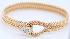Charming Yellow Gold Braided Bracelet with Diamond