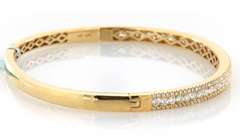 New Diamond Triple Row Bangle Bracelet in Yellow Gold