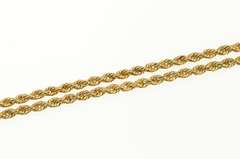 14K Yellow Gold 2.5mm Rope Chain Rolling Twist Link Necklace