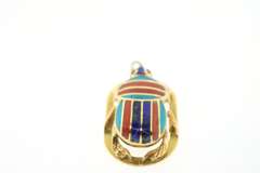 Colorful 18kt Yellow Gold Scarab Pendant