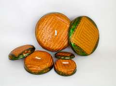 Rare Vintage Vietnamese Handcrafted Rattan and Bamboo Nesting Lidded Baskets, Set of 3