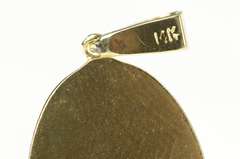 14K Yellow Gold Diamond Mother of Pearl Curve Inlay Oval Pendant