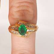 18kt Yellow Gold, Emerald, & Diamond Cocktail Ring