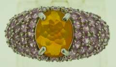 Sterling Silver Pink Topaz With Yellow Stone Ring