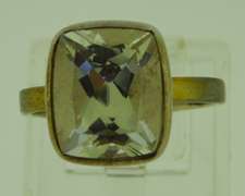 Sterling Silver Cushion Cut White Topaz Solitaire Ring