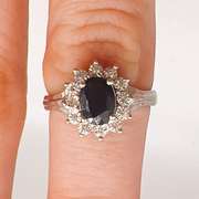 14kt Gold, Blue Sapphire, & Diamond Cocktail Ring