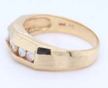 Formal Yellow Gold Channest Set Diamond Band