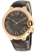 Cartier Ballon Blue 42mm. 18kt Rose Gold Brown Leather Watch