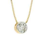 18K Gold over Sterling Silver Diamond Accents Circle Slide Pendant
